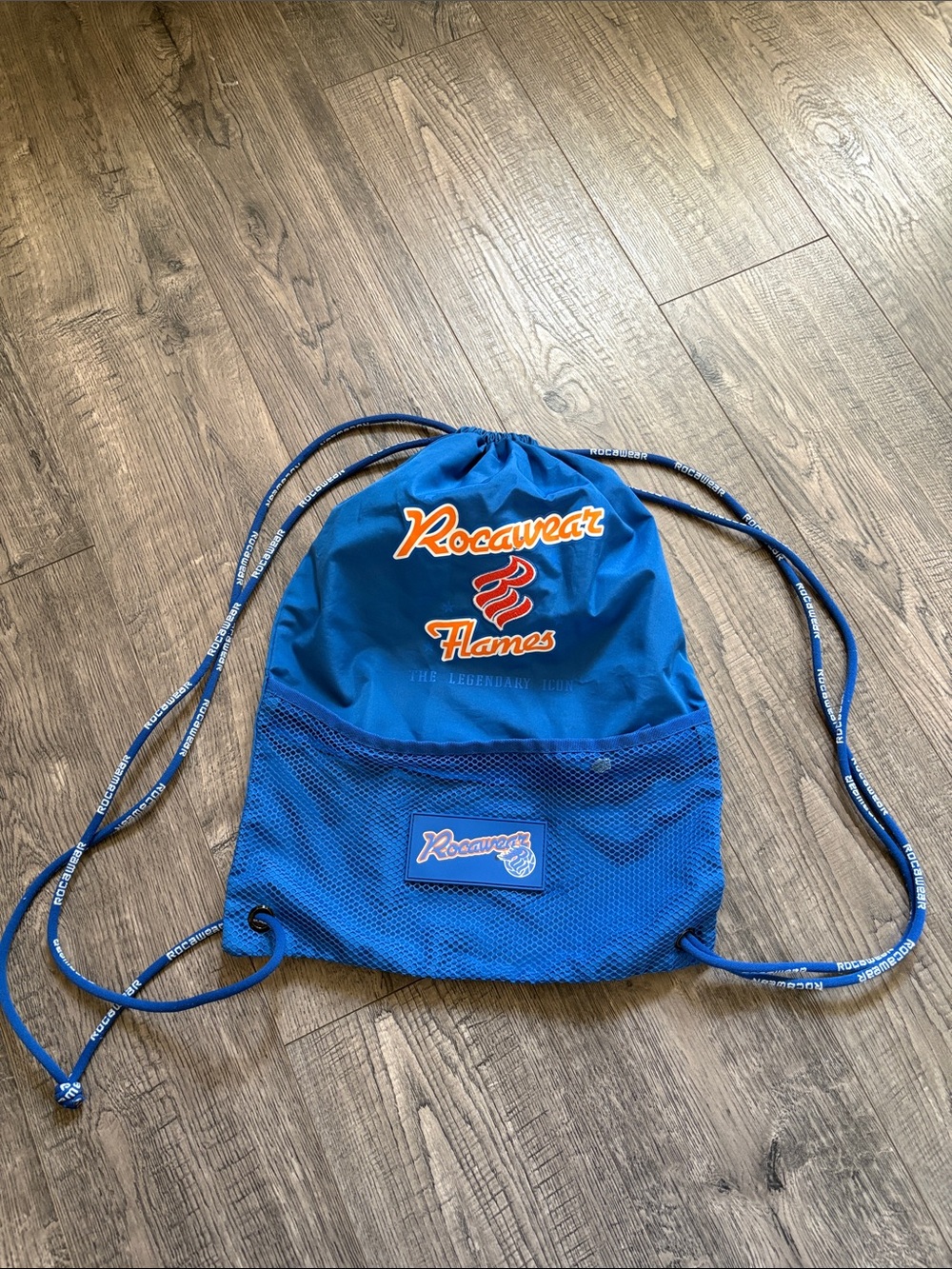 Rocawear Royal Blue Drawstring Mesh Gym Sack with Orange Logo